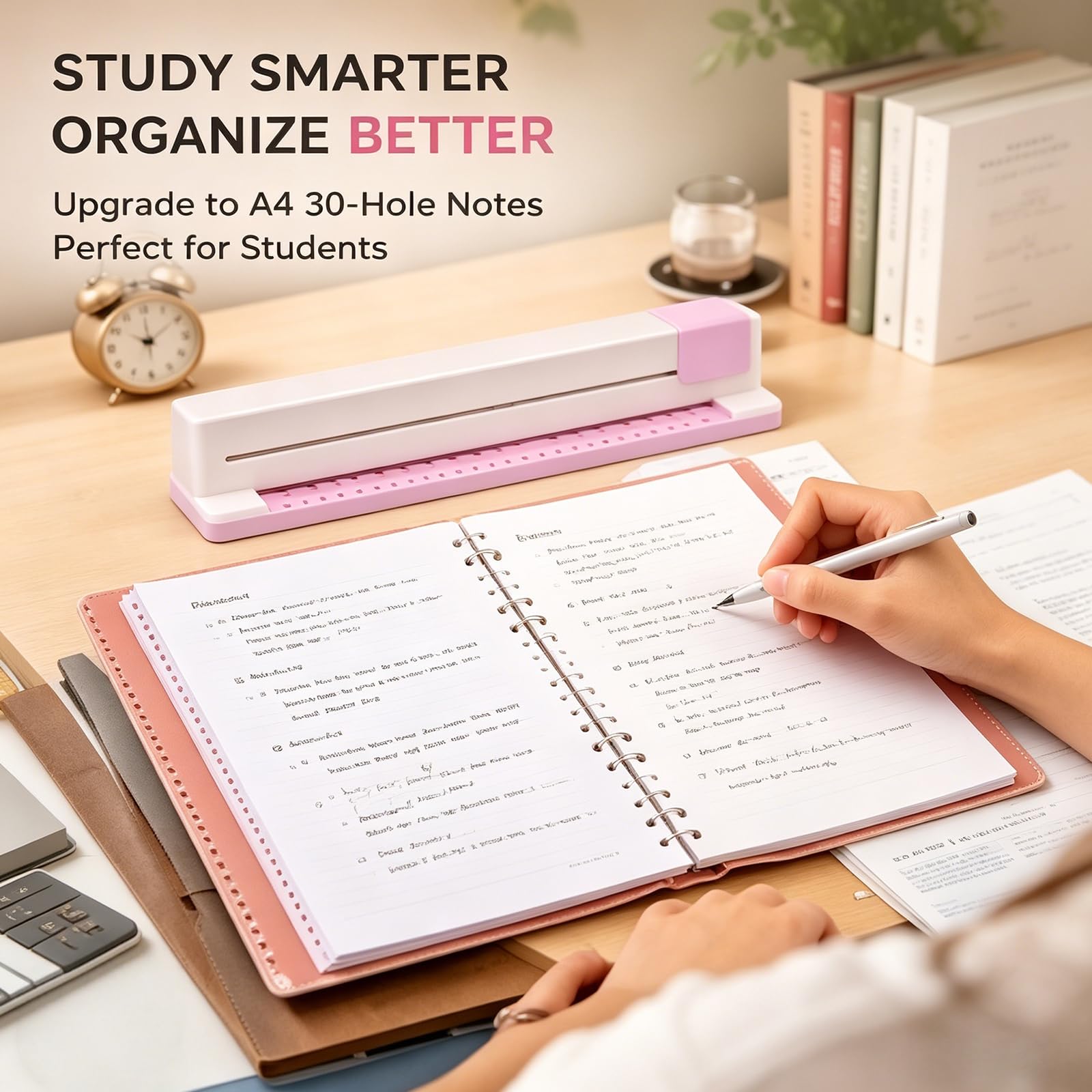 Perforatrice De Bureau Portable 30 Trous pour A4 A5 A6 A7, Perfore Jusqu'à 3 Feuilles