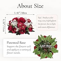 Vista 6 de Bolas de flores artificiales para centros de mesa: 2 piezas de rosas rojas para centros de mesa, arreglos florales, centro de mesa para bodas