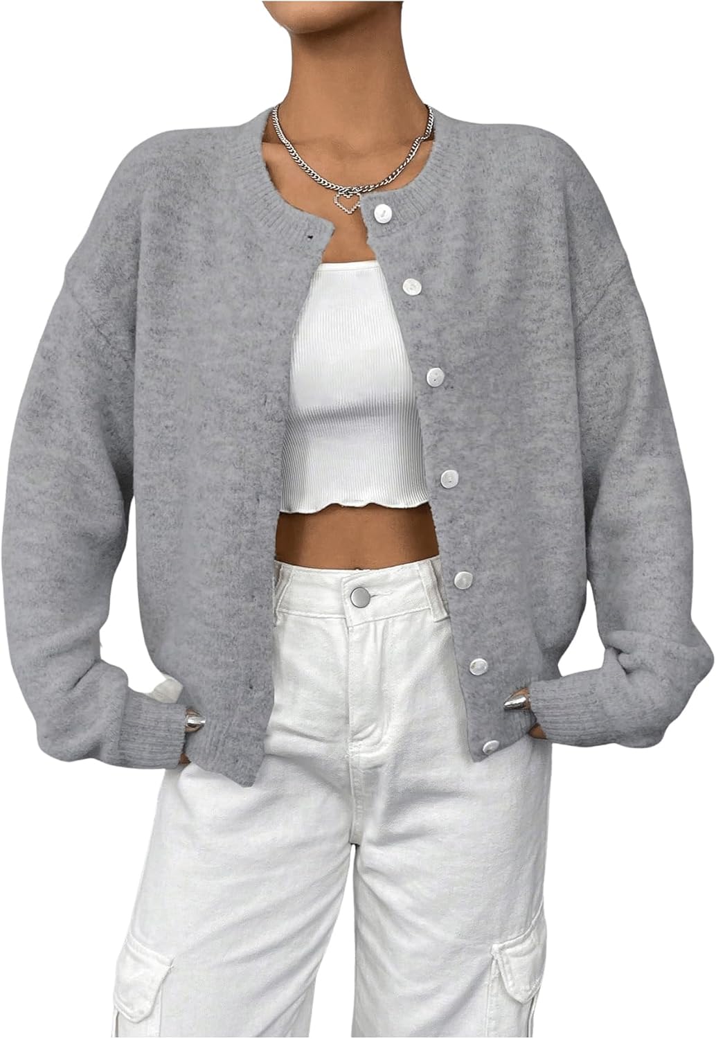 GORGLITTER Women's Button Up Knit Cardigan Open Front Casual Dressy Fall Trendy 2025 Cute Long Sleeve Sweater