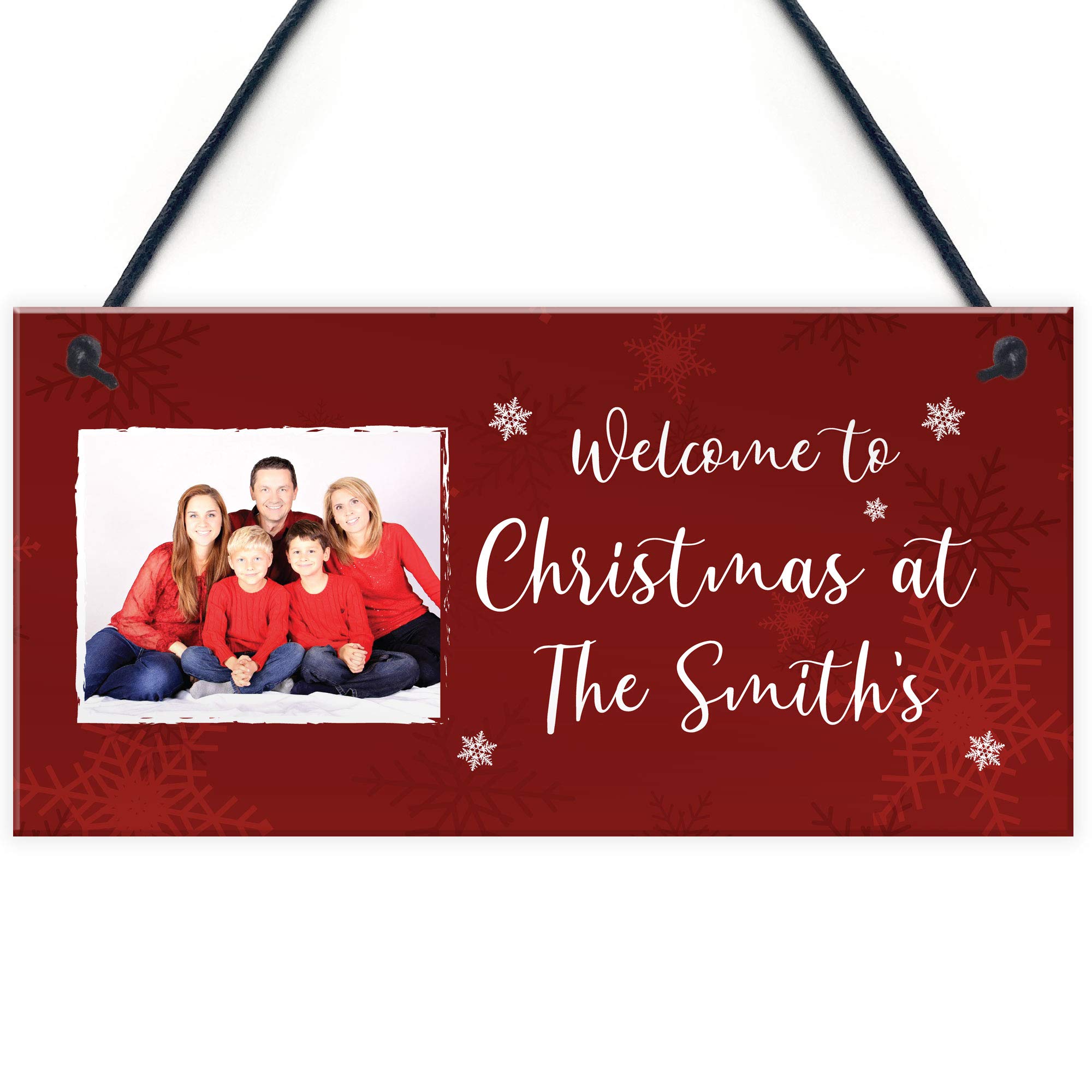 Personalised Christmas Sign Family Photo Plaque Welcome Sign Decoration Keepsake