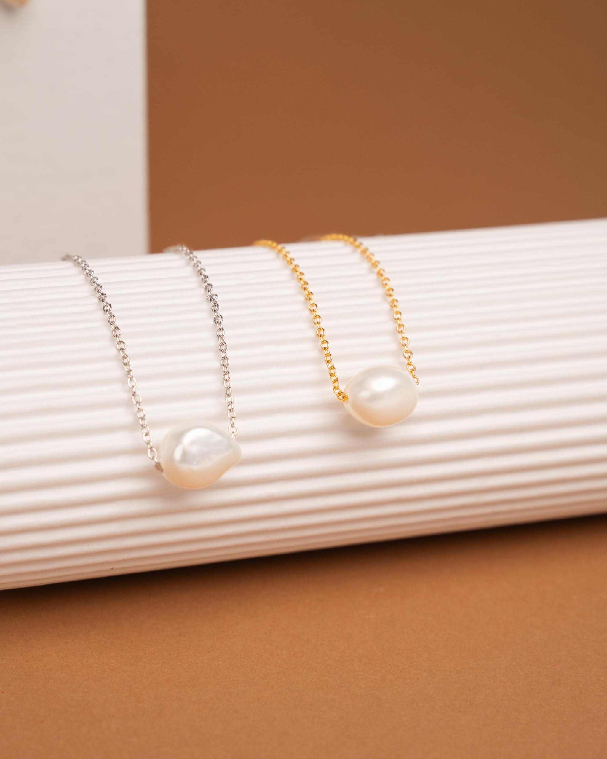 Secret & You Collar de Mujer de Perlas Cultivadas Barrocas de Agua Dulce - Cadena y Colgante Disponible en Acero Inoxidable y en Plata de Ley de 925 Bañada en Oro de 18k 38 a 45 cm de Largo