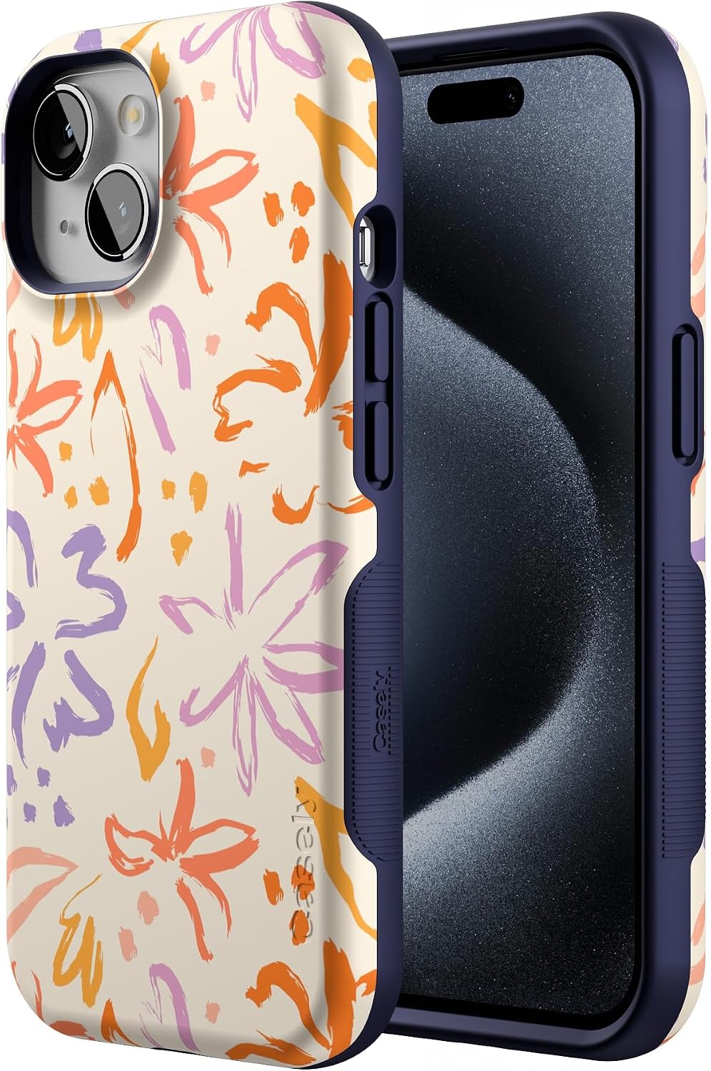 Casely iPhone 15 Case | Hibiscus Blooms | Hawaiian Floral | Bold Protective Design | Compatible with MagSafe