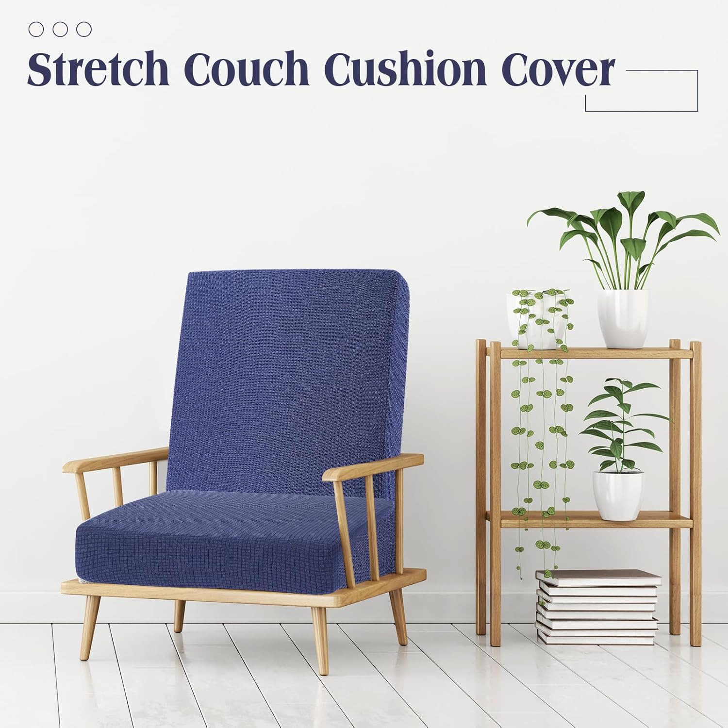 Newwiee 8 Patio Stretch Sofa Cushion Covers Outdoor Cushion Covers Replacement Couch Slipcovers Sofa Seat Cover Soft Chair Cover Furniture Protector for Pet (Navy,Waterproof)