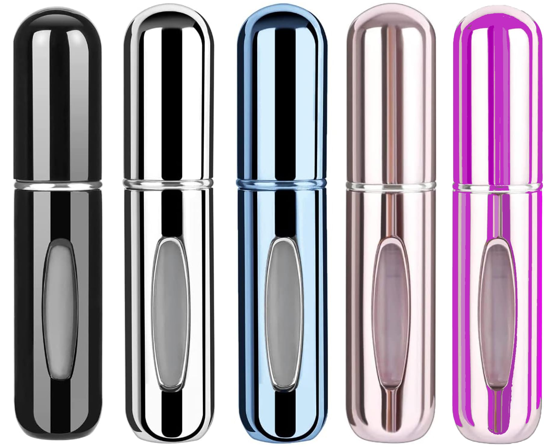 INFLUX Set of 5 Refillable Perfume Bottles, Portable Atomizer Set, 5ml Travel Essentials