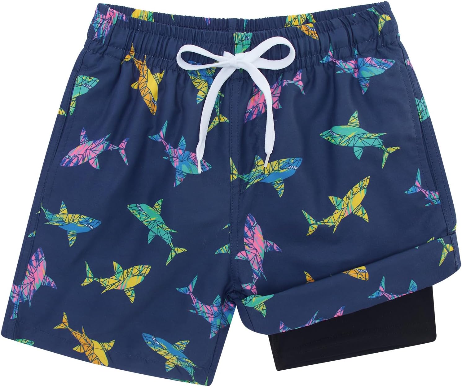 Cozople Boys Swim Trunks Compression Liner Swim Shorts Quick Dry Bathing Suit with Boxer Brief Swimwear 4-10T