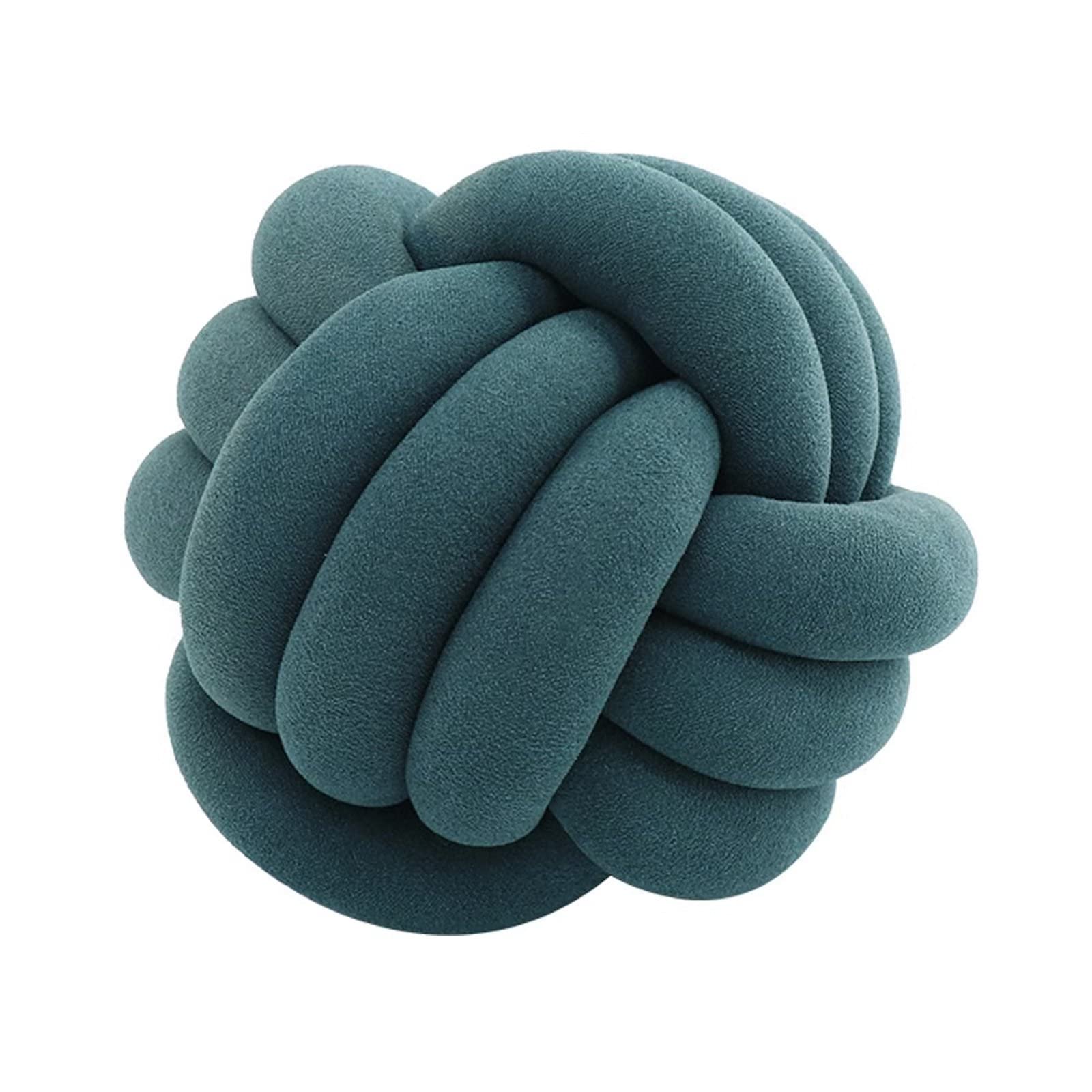 Hand-woven Velvet Soft Knot Ball Pillow - Round Throw Pillows for Bed Sofa, Cuddle Cushion, Plush Pillow, Cushions - Knot Cushion Décor,Grey,35cm