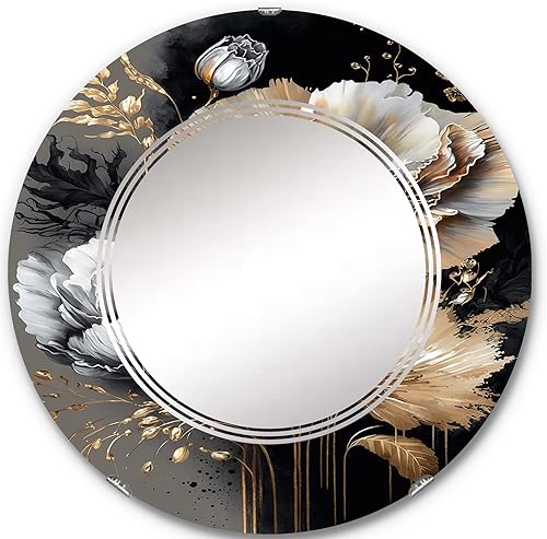 Miniatura 6 de Ramo floral gótico dorado IV- Espejo de tocador, espejos de baño, espejos de pared para sala de estar, dormitorio, espejo ovalado - Grande 20 x 30