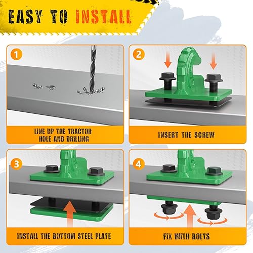 Miniatura 6 de Paquete de 2 ganchos de agarre para cubo de tractor de 38 pulgadas, acero forjado de grado 70, gancho de agarre con placa de respaldo, funciona bien