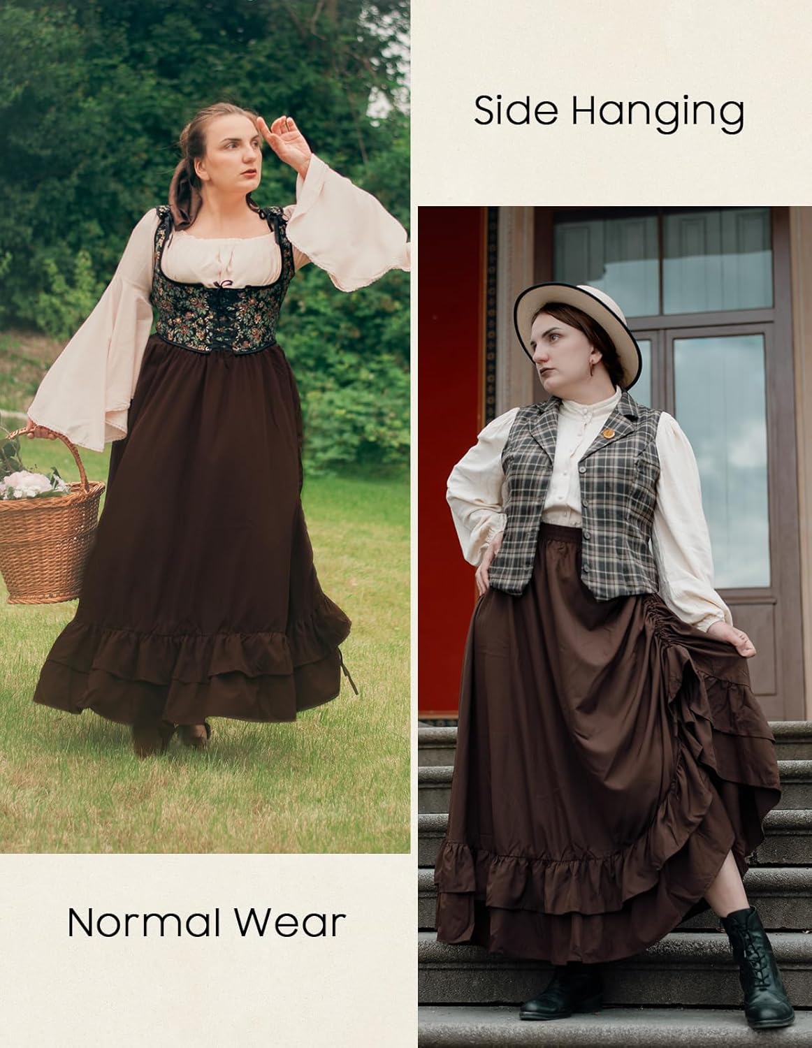 SCARLET DARKNESS Maxi Skirts for Women Renaissance Skirt Long Flowy Layered Medieval Skirt - Image 2