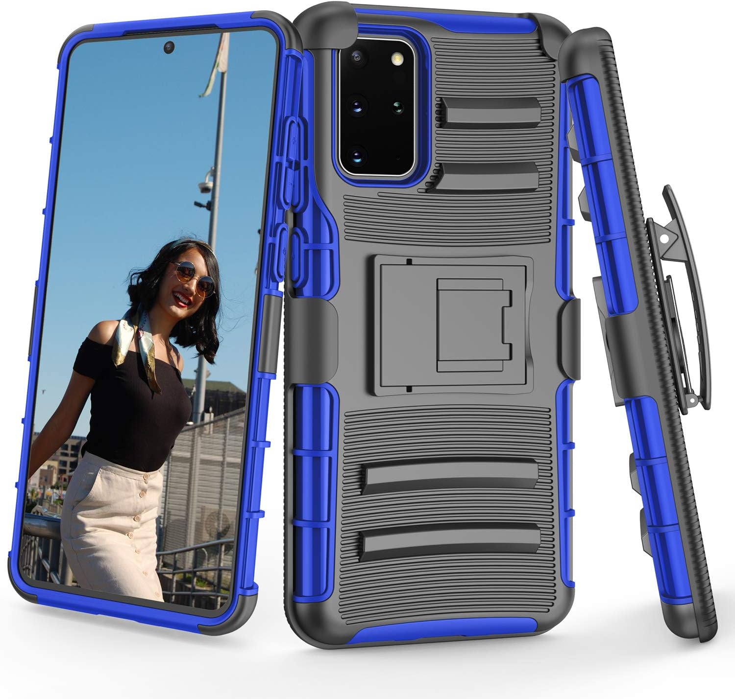 TILL for Galaxy S20 Plus / S20 Plus 5G Case, TILL [Knight Armor] Heavy Duty Full-Body Rugged Holster Resilient Armor Case [Belt Swivel Clip][Kickstand] Combo Cover Shell for Samsung S20 Plus [Blue]