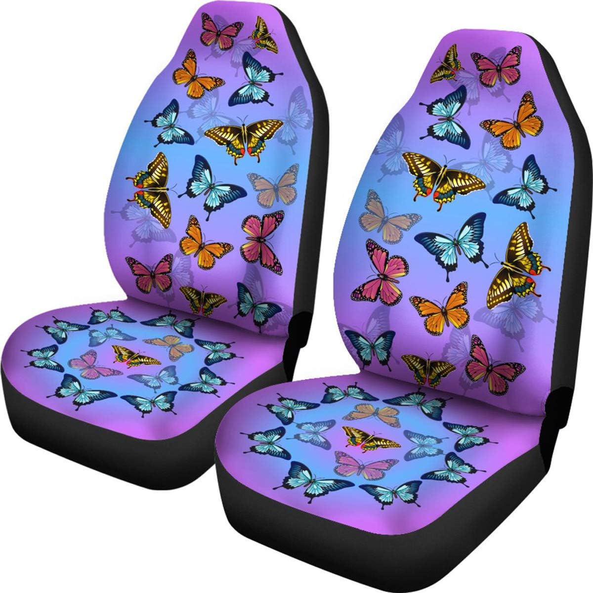 Colorful Butterflies Universal Car Front Seat Covers (Set of 2) - Custom Seat Protector Butterfly Lover Gift
