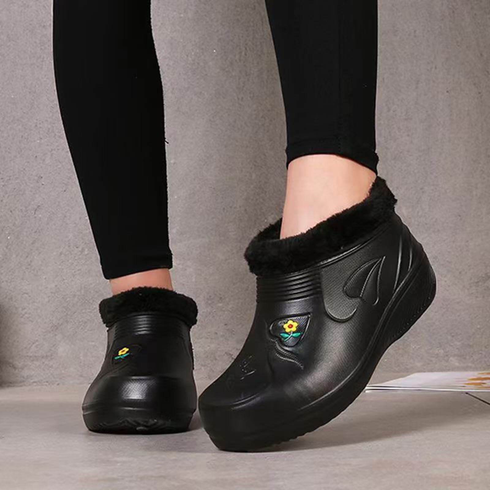 Botas de goma para mujer, forradas, botas de lluvia, botas de goma, antideslizantes, zapatos de lluvia, botas de lluvia, botas de goma cortas, botas de goma impermeables, botines de invierno, botas de