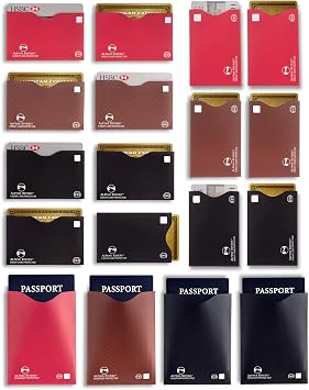 Alpine Rivers RFID Blocking Sleeves, Credit Card Protector, Passport Sleeve | 18-piece 14 color-coded card sleeves, fits debit, ID cards; 7 top, 7 side-load; 4 passport; 13.56 MHz NFC blocker