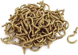 Aexit 100 Pcs Surveillance Accessories M2mm Shouldered Cup Hook Screw-in Hat Coat Peg Bolts Surveillance Housing & Mounting Brackets Golden Tone