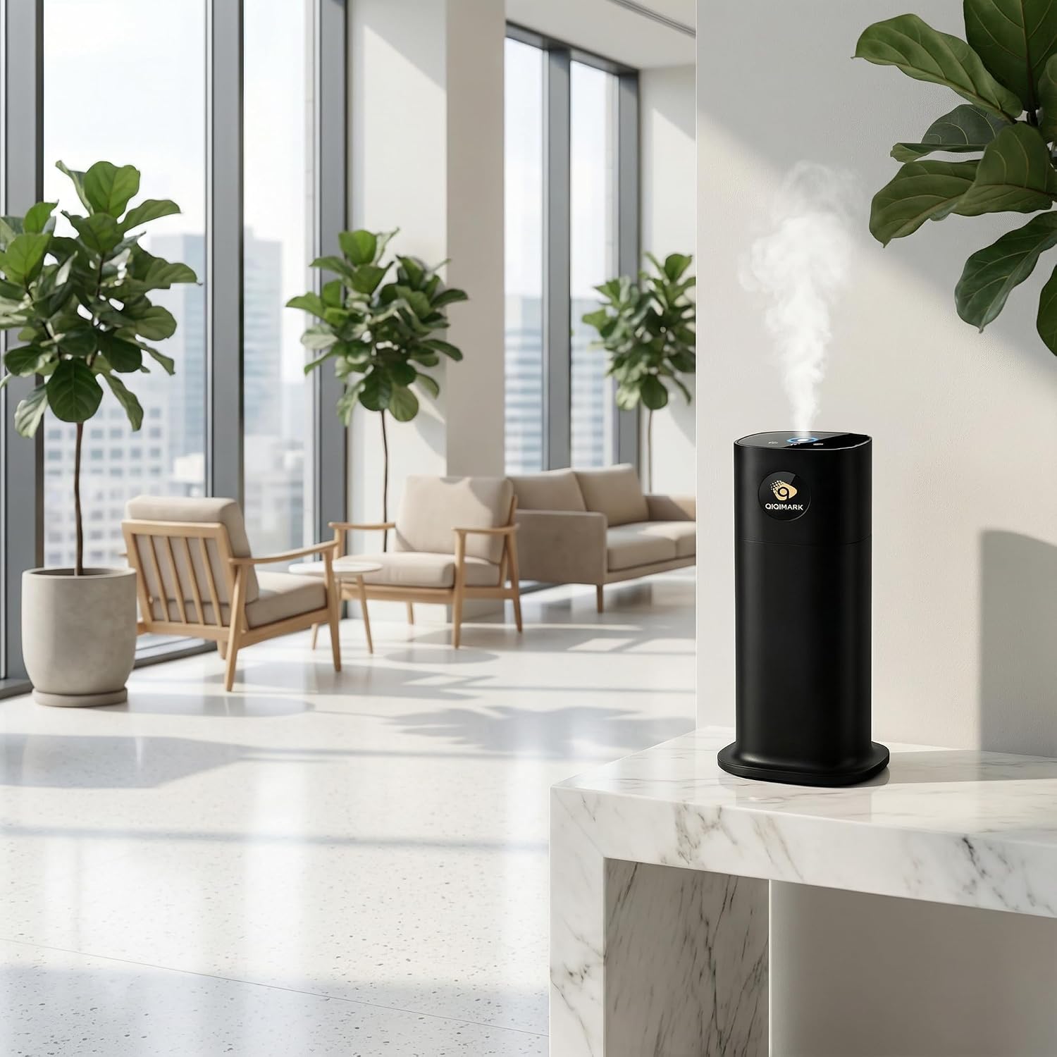 Hotel Waterless Diffuser with App Control, 700ml Capacity, Dual Atomizing Cores, RGB Night Light, Includes 4x50ml Essential Oils