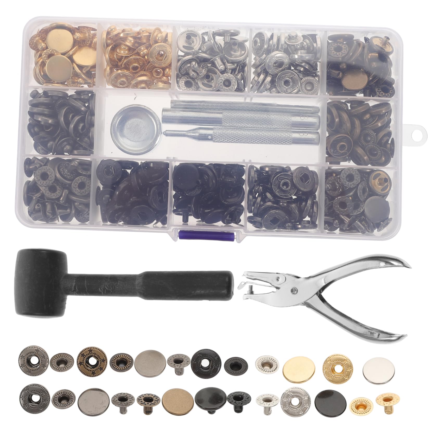 SHINEOFI Botones De Presión Para Vaqueros Broches De Cuero Kit De Cierres Metálicos Fácil Instalación Metalico Organizador De Múltiples Compartimentos