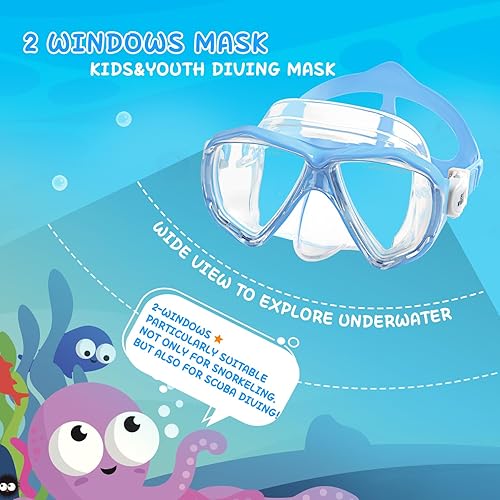 Miniatura 3 de Máscara de buceo para niños, máscara de natación antivaho de 180, gafas de natación para niños de vidrio templado con cubierta para la nariz