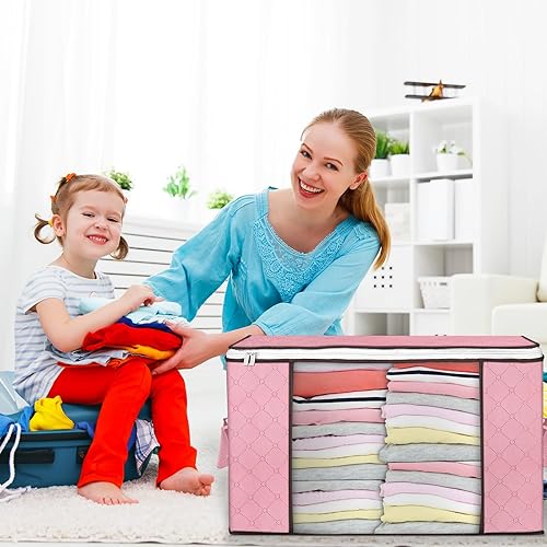 Miniatura 6 de Budding Joy Bolsas de almacenamiento grandes de 90 litros, paquete de 2 contenedores de almacenamiento plegables para armario, contenedores de