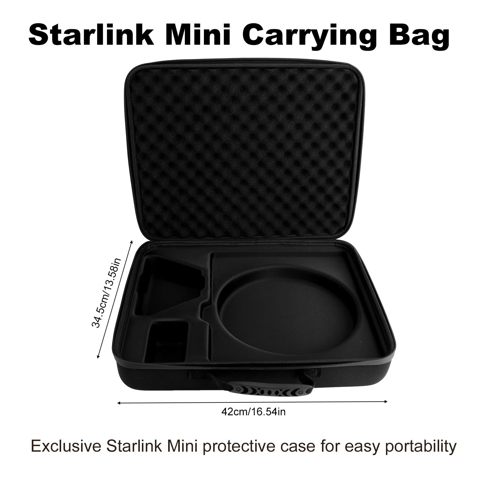 Penitue Custodia per Starlink Mini, Custodia Portatile Leggera Impermeabile Antiurto Rigida Protettiva per Viaggi All'aperto e Campeggio (Nera)