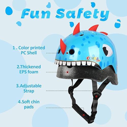 Miniatura 3 de Casco de bicicleta para niños pequeños, ajustable y multideportivo, 3 tamaños para edades de 1-2-3-5-8-14 años