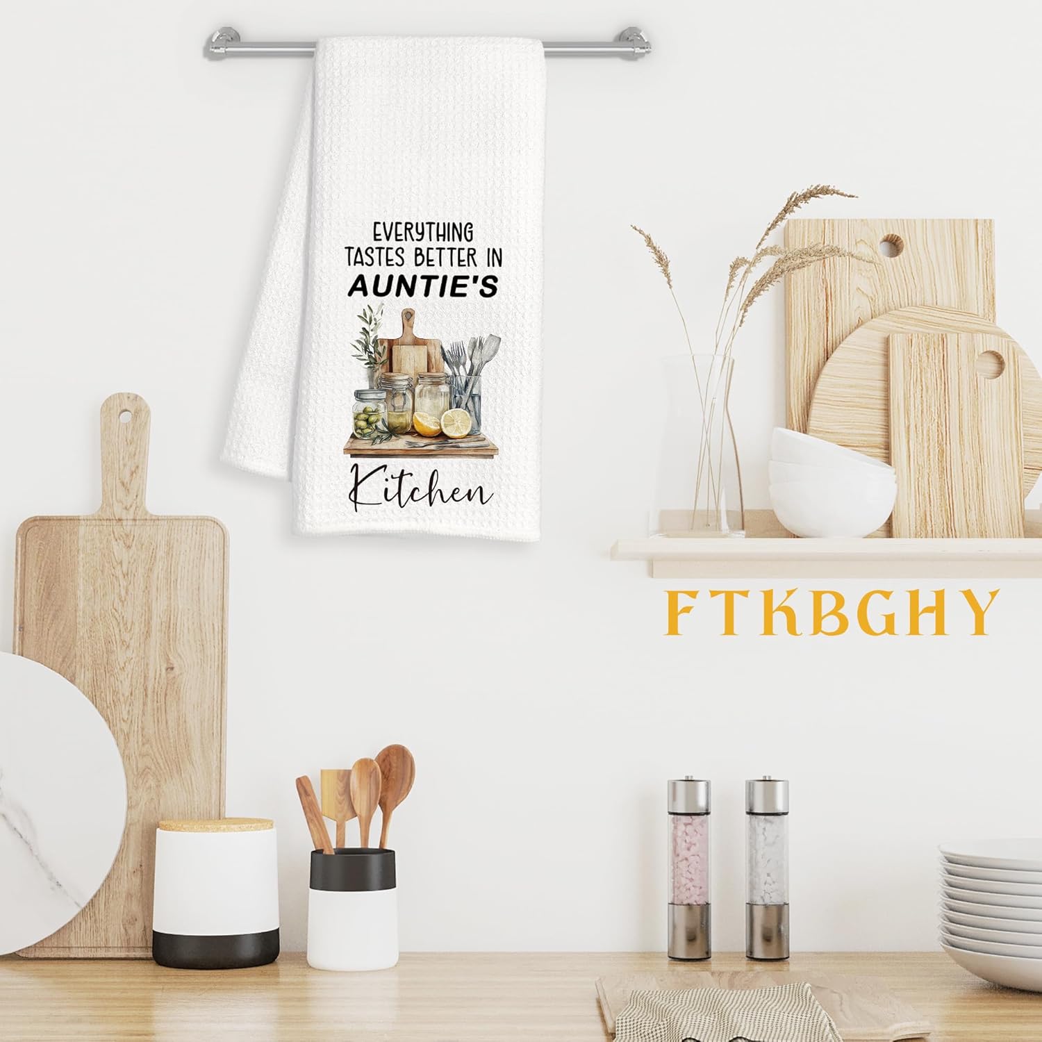 Auntie Gifts Kitchen Towels, Gifts for Aunt from Nephew Niece, Best Auntie Gift for Christmas Birthday Decorative Dish Hand Tea Towels for Kitchen, 16x24 Inch - Image 3