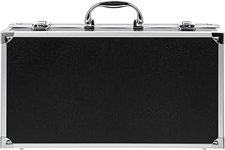 Operitacx Black Aluminum Briefcase with Lock Aluminum Carrying Case Hard Toolbox Medicine Box Double Lock Key Storage Case Makeup Carry Box for Home Black Hard Briefcase with Lock Silver