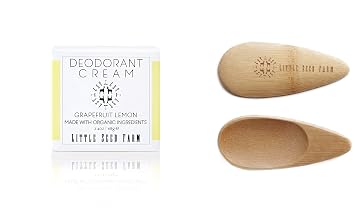 Little Seed Farm All Natural Deodorant Cream, Aluminum Free Deodorant for Women or Men, 2.4 Ounce - Grapefruit Lemon + Applicators Bundle