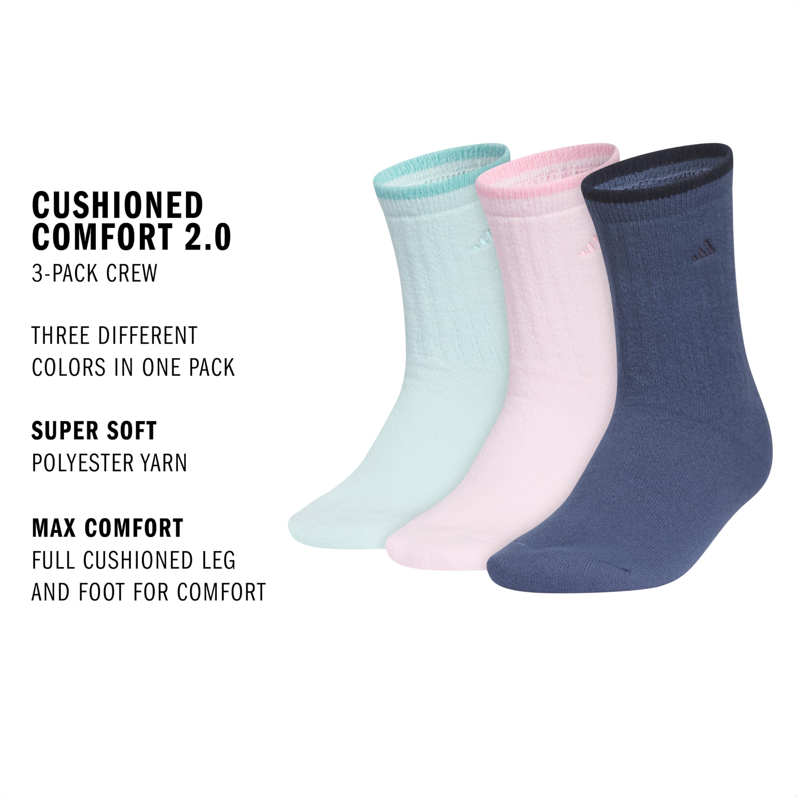 adidas Super Soft Cushioned Comfort Cozy Crew Socks (3-pair) Calcetines de tripulación Mujer (Pack de 3)