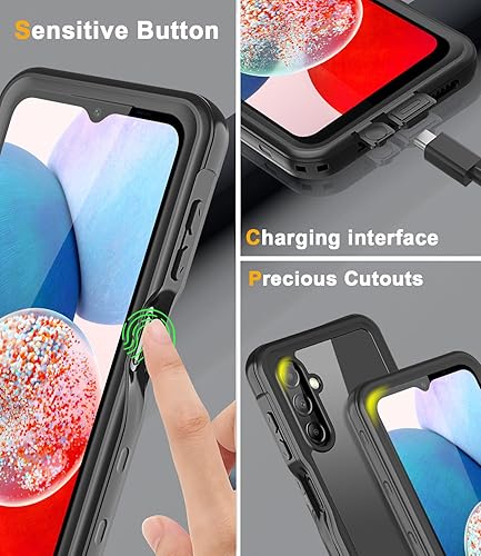 Miniatura 6 de Funda impermeable para Samsung Galaxy A14 5G, protector de pantalla integrado, cuerpo completo de 360, resistente a prueba de golpes, a prueba de
