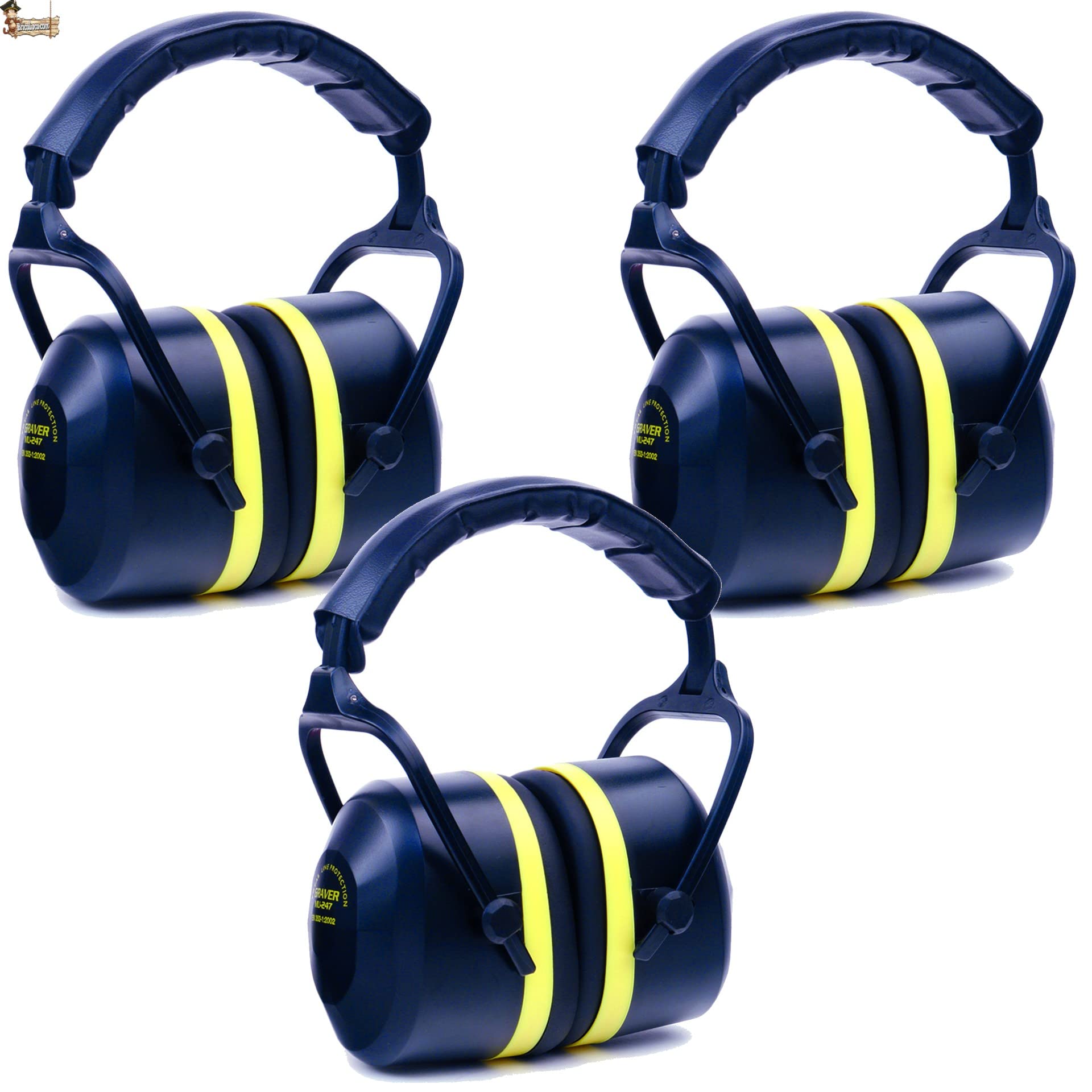 BricoLoco.com Cascos antiruido. 3 UDS. Protector auditivo. Aislantes del ruido. Orejeras insonorización y protección contra el ruido. Para trabajo, obra, estudiar. Alta atenuación. (3)
