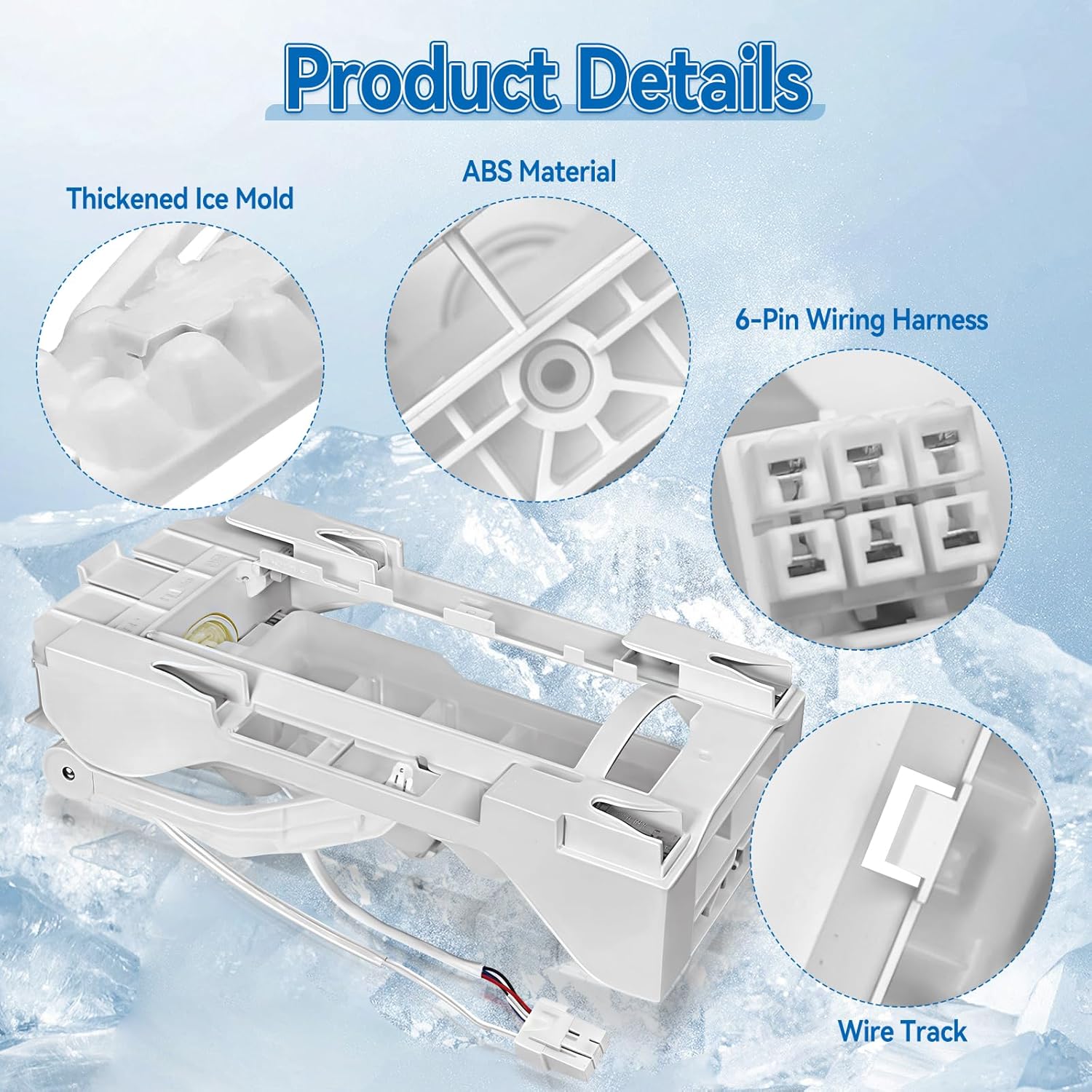 243297613 243297609 Ice Maker Replacement Parts Compatible with Ice Maker Replace 243297603 243297606 243297607 6-Pin