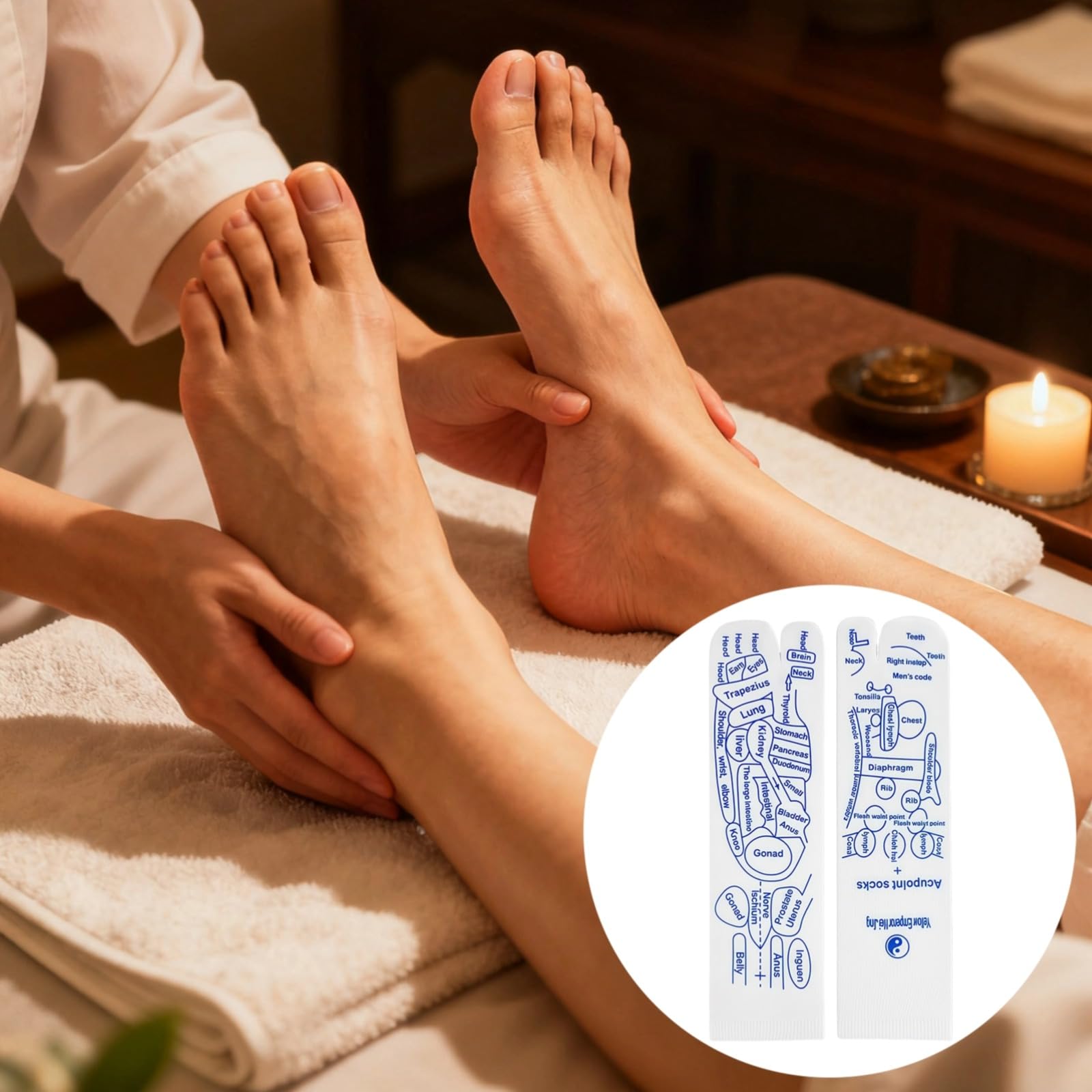 2 paires de chaussettes de réflexologie avec outils, chaussettes de massage des points d'acupression, set de thérapie plantaire, outil d'acupression, pour hommes et femmes