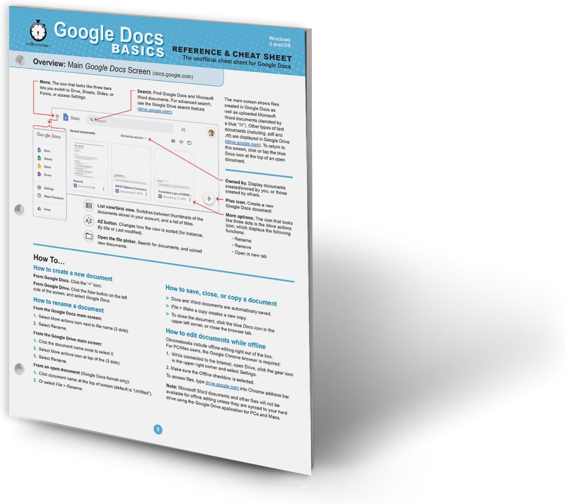 Google Docs Reference and Cheat Sheet: The unofficial cheat sheet reference for Google's free online word processor