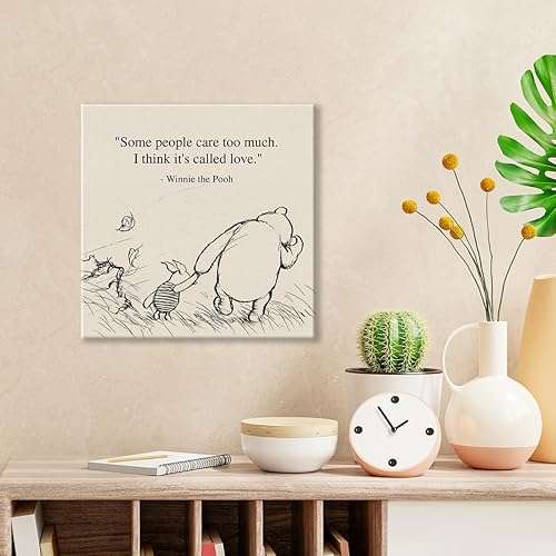 Miniatura 3 de Arte clásico de Winnie the Pooh para pared, diseño retro con texto en inglés "I Think It's Called Love Quotes Sayings", lienzo, cuadros enmarcados,