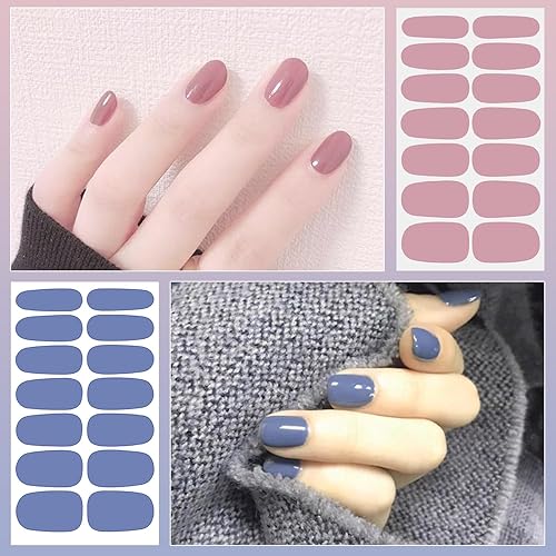 Miniatura 4 de DANNEASY 16 hojas de esmalte de uñas de color brillante, tiras de uñas completas para mujer, tiras de uñas de gel autoadhesivas para uñas,