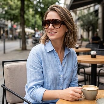CYCFMYYLY Oversized Sunglasses Womens, Sunglasses Women, Urban Fashion Accessories, Retro Style Thick Square Eyewear, UV400 Protection (Leopard & Black)