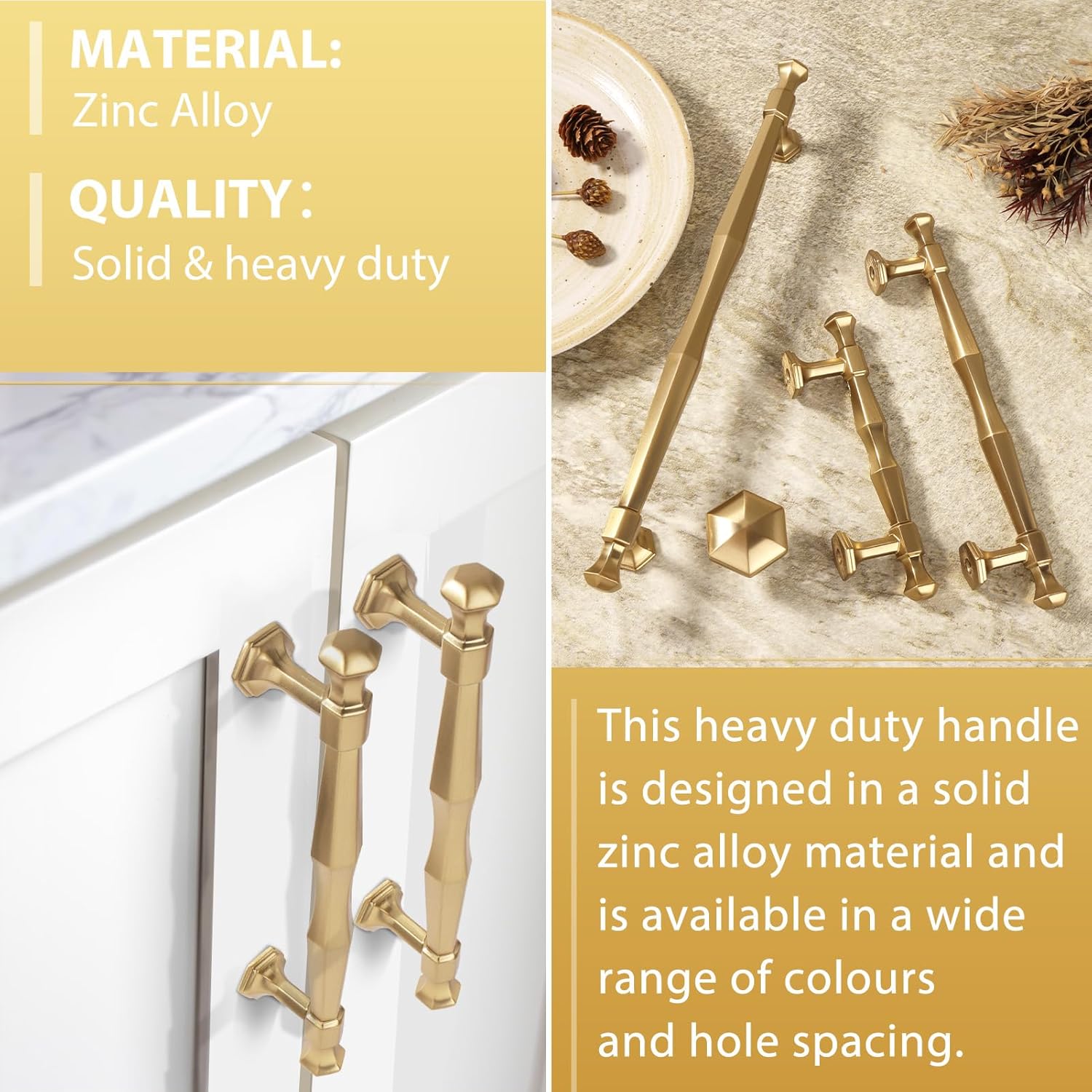 Champagne Bronze Cabinet Pulls 3 Inch(76mm) Hole Center,Champagne Gold Zinc Alloy Solid Kitchen Dresser Cabinet Handles Drawer Pull Hardware for Bedroom 6 Pack 2586