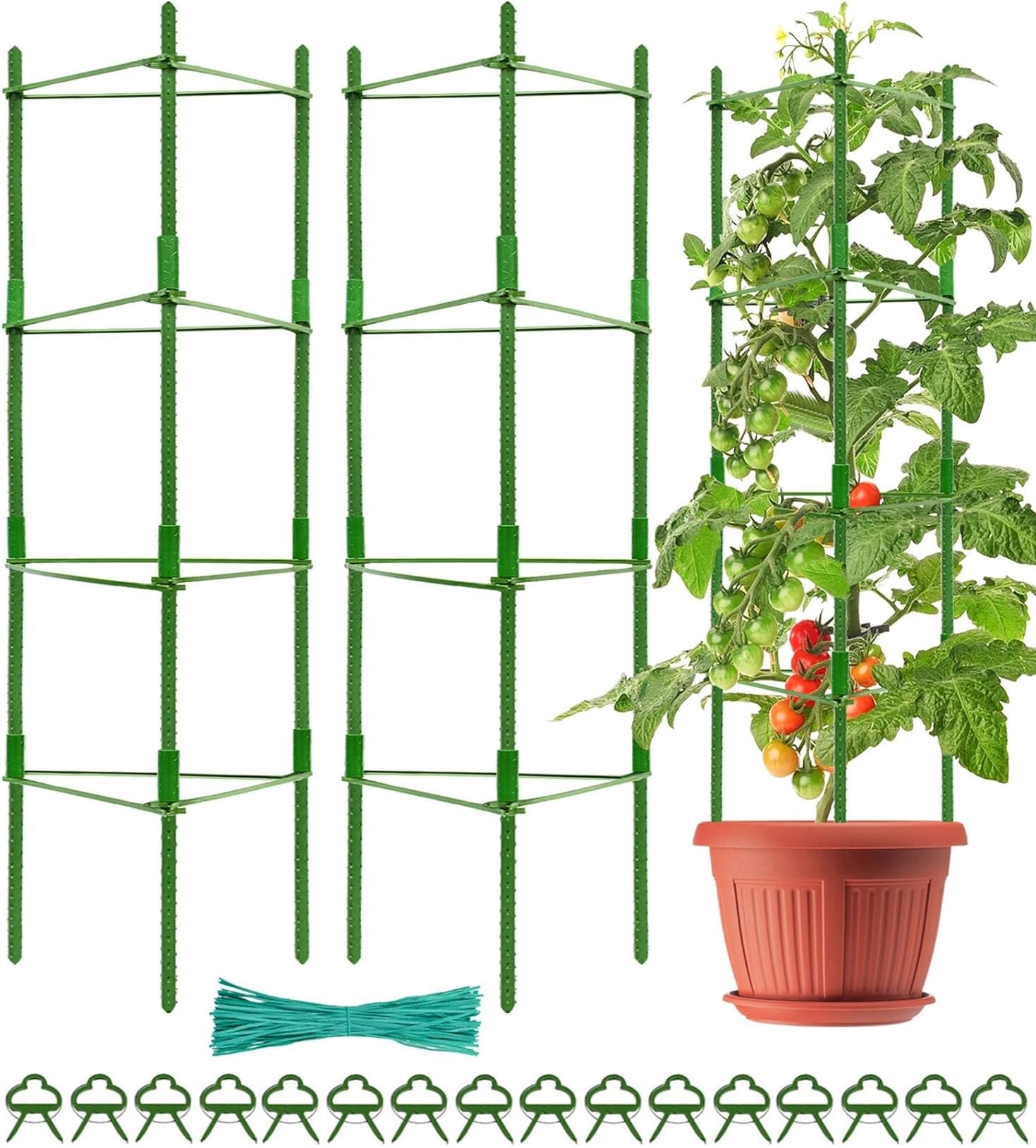 Cages à Tomates Réglables KAHEIGN - Support de Plantes 160CM pour Jardin