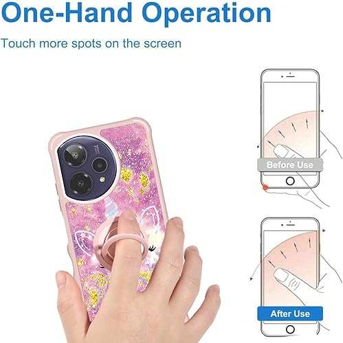 Miniatura 158 de Cricket Debut S2 - Funda compatible con AT&T Calypso 4 U380AC U380AA con protector de pantalla de vidrio templado, soporte de anillo, purpurina