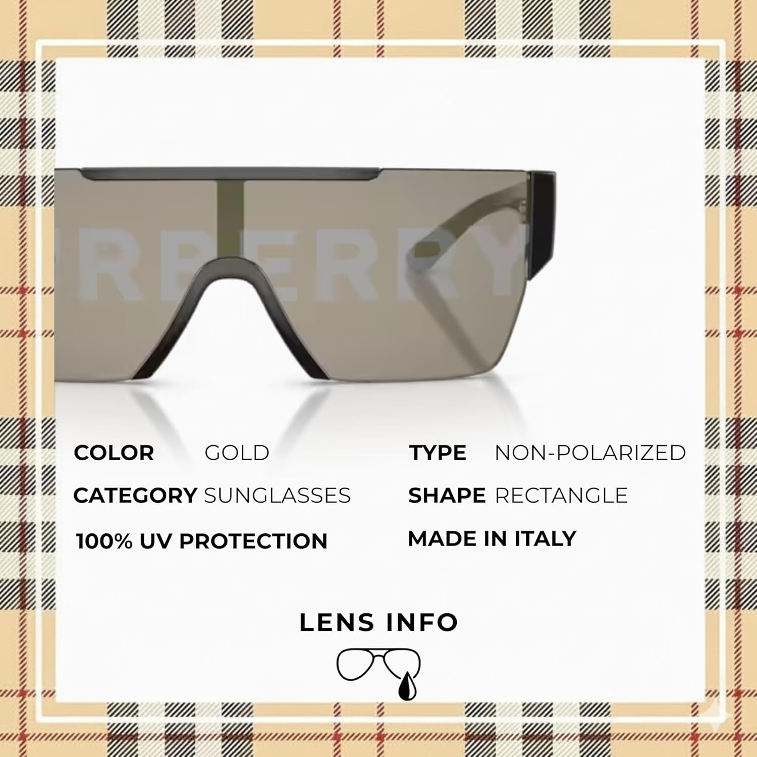 BURBERRY BE4291 Rectangle Shape Nylon Sunglasses with Luxury Eyewear Kit - Image 4