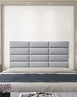 Vista 2 de Cabecero Art3d tapizado de altura ajustable para cama doble Queen King Size en blanco, negro y gris