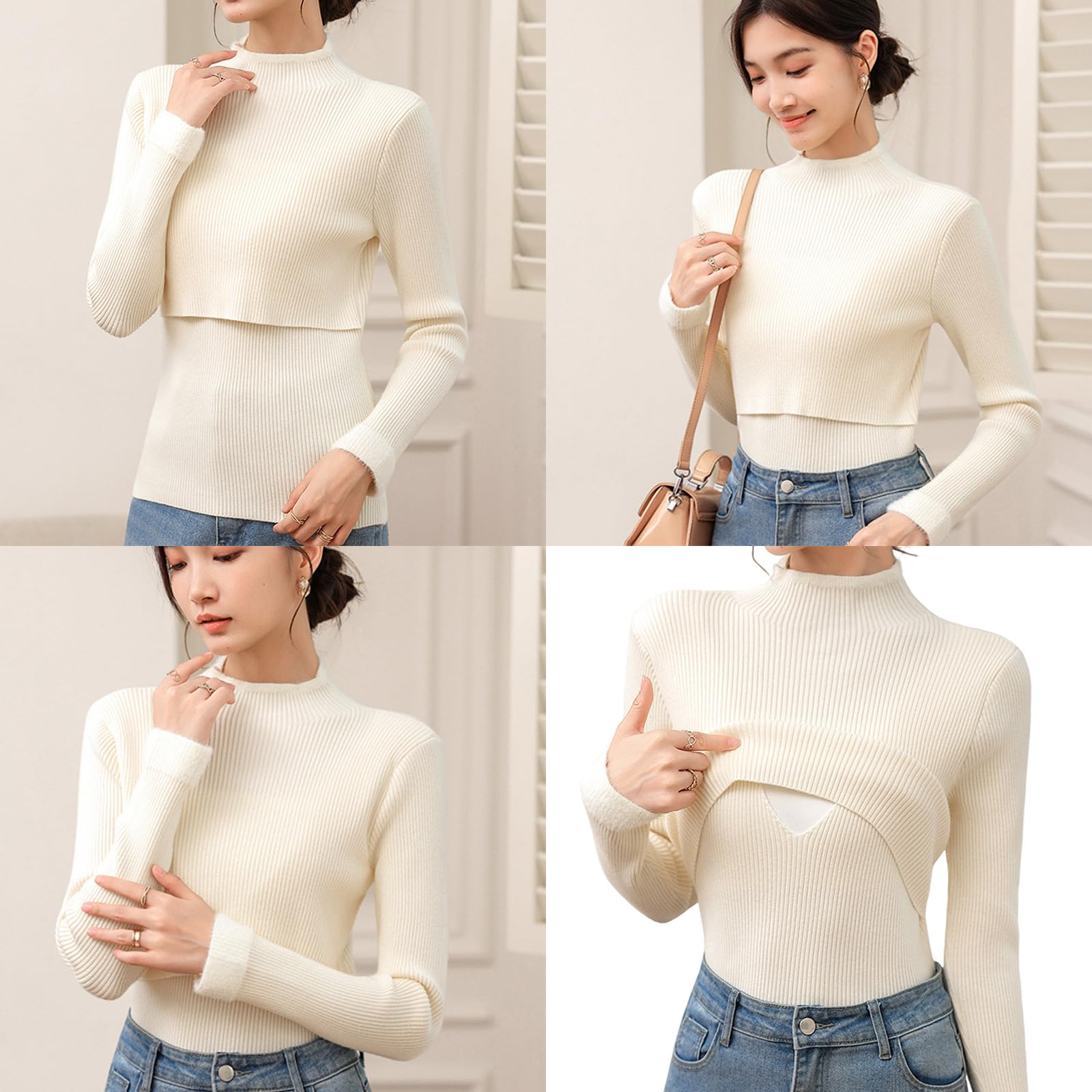 Isolato Allattamento Maglione Allattamento Top Maglione Offerta Corpo Lusinghiero Fit Caldo Cotone Poliestere Miscela per la Nuova Mamma Casa