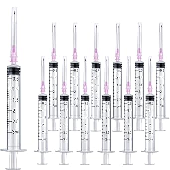 25 Pack 3ml 18Ga Lab Syringe Tools with Measurement, Individually Packed