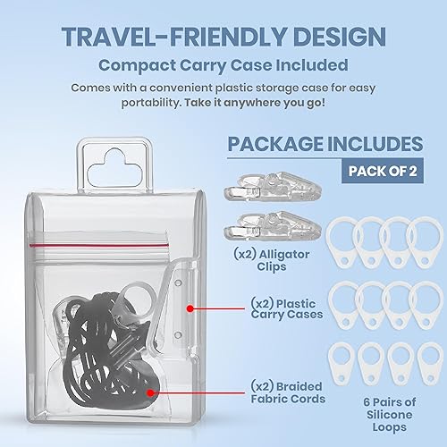 Miniatura 6 de Clip para audífonos  Soporte protector con cordón antipérdida  Cuerda con bucles y clip y clip de seguridad ideal para audífonos detrás de la oreja