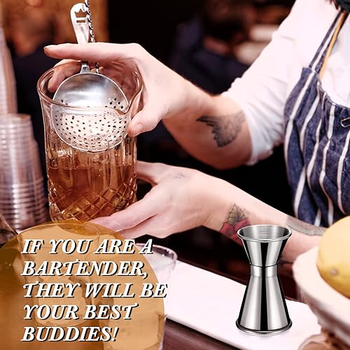 Miniatura 6 de Hoteam 9 piezas de acero inoxidable Jiggers de cóctel de 1 y 12 oz taza medidora de tiro 0.5 fl oz y 1.0 fl oz estilo japonés doble jigger para