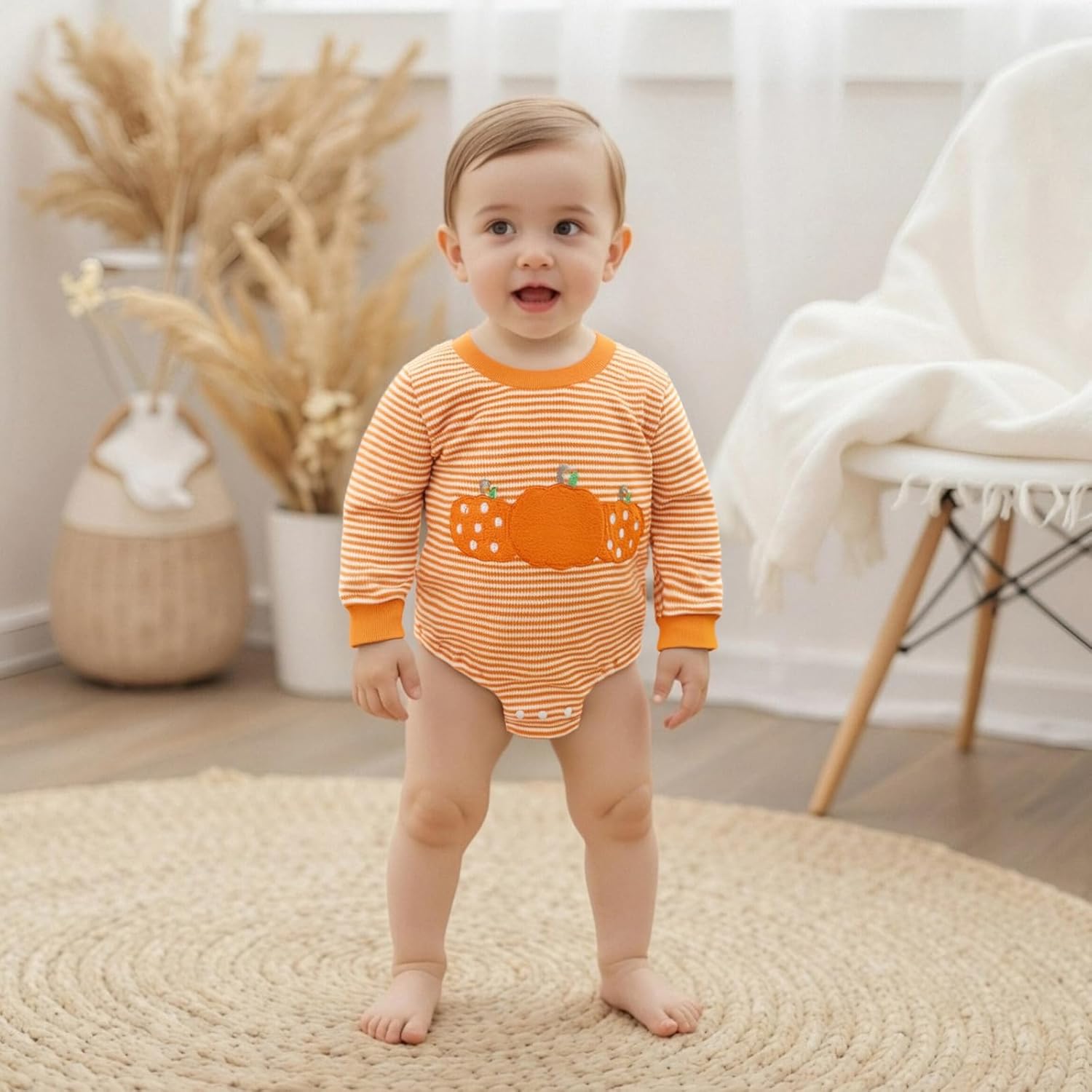 Giraropa Baby Boy Halloween Outfit My First Halloween Sweatshirt Romper Pumpkin Jumpsuit Cute Newborn Fall Winter Clothes - Image 6