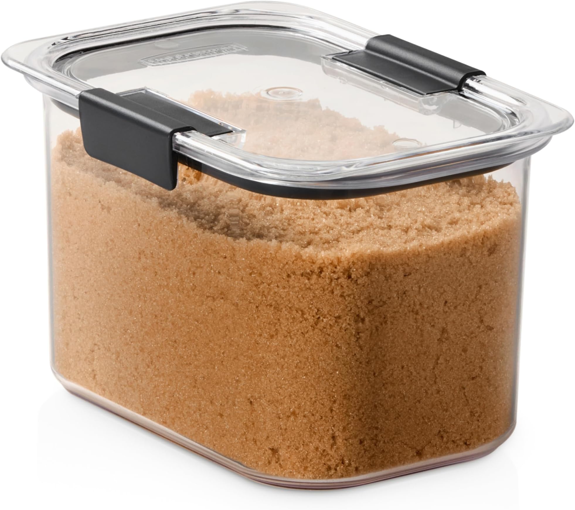 Rubbermaid Brilliance Airtight Food Storage Container, 7.8 Cup, BPA-Free, Clear/Grey, Ideal for Brown Sugar