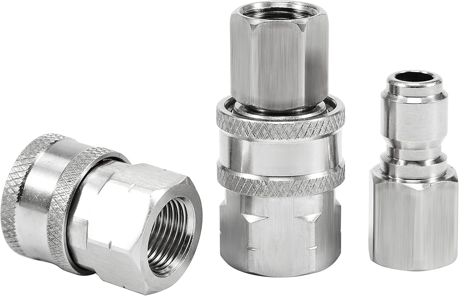 Pressure Washer Quick Connect Fittings, 3/8 Inch Adapter Set, Stainless Steel, Female Thread, 4 Pieces