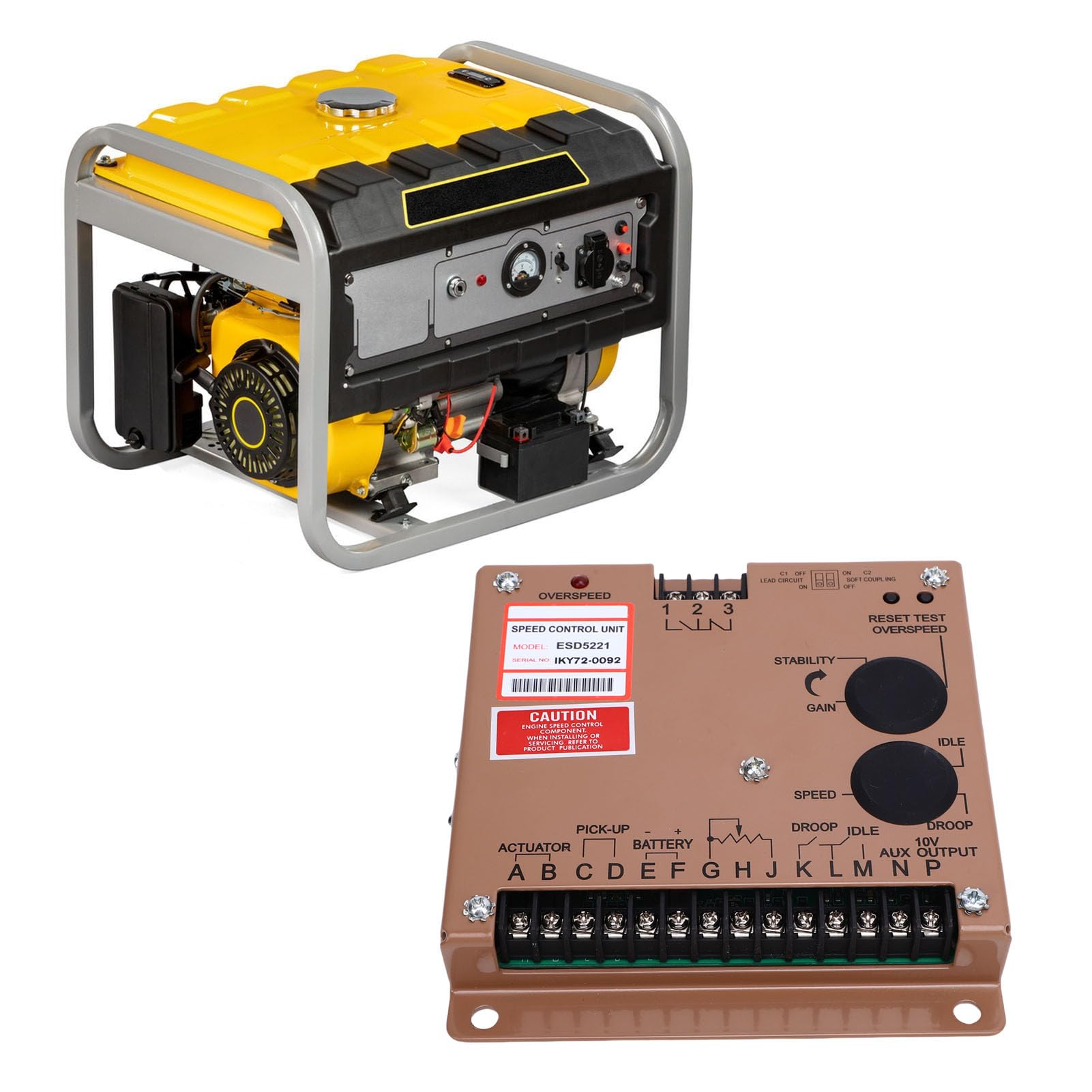 Unità di Controllo della velocità ESD5221, Controller del Regolatore del Motore del Generatore Regolabile con Protezione da velocità Eccessiva per Vari Gruppi Elettrogeni