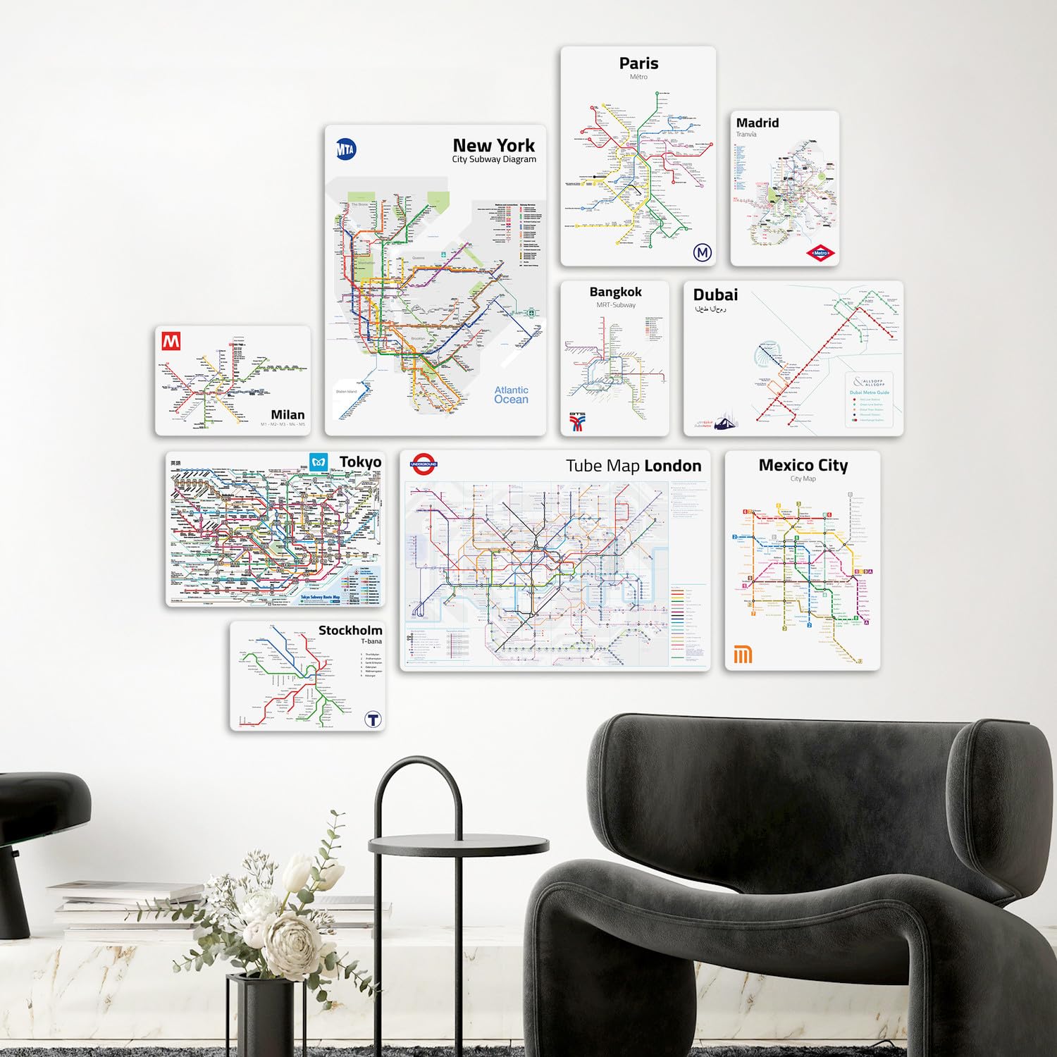 Giallobus - Ensemble de 10 peintures Multi-Panneaux - Città